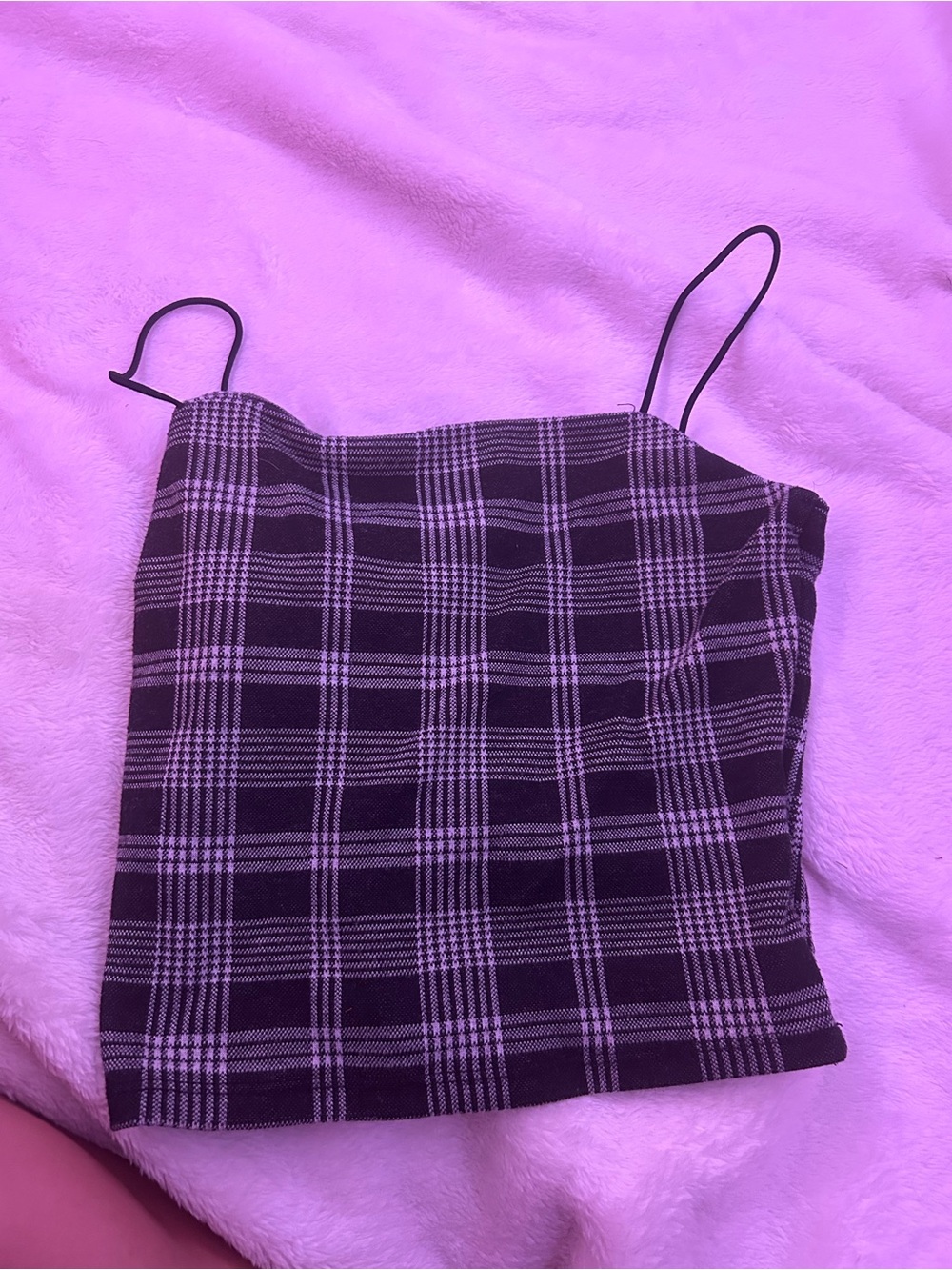 Black and White Plaid Cami Top